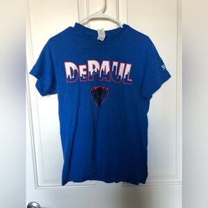 DePaul University Unisex 100% Cotton Royal Blue Graphic Tee Size Small